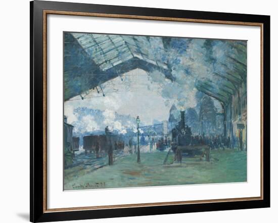 Arrival of the Normandy Train, Gare Saint-Lazare-Claude Monet-Framed Giclee Print