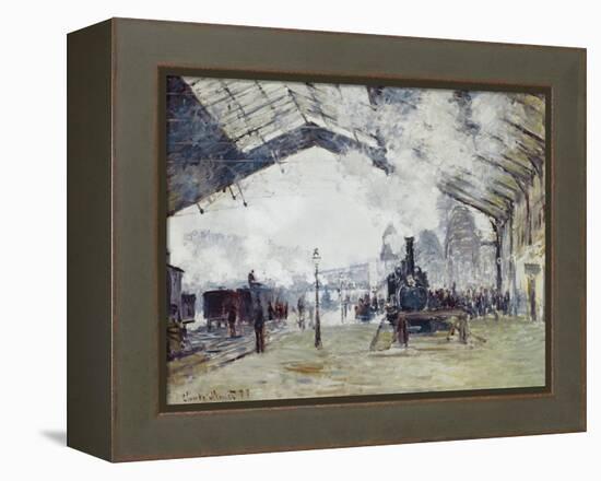 Arrival of the Normandy Train, Gare Saint-Lazare-Claude Monet-Framed Stretched Canvas