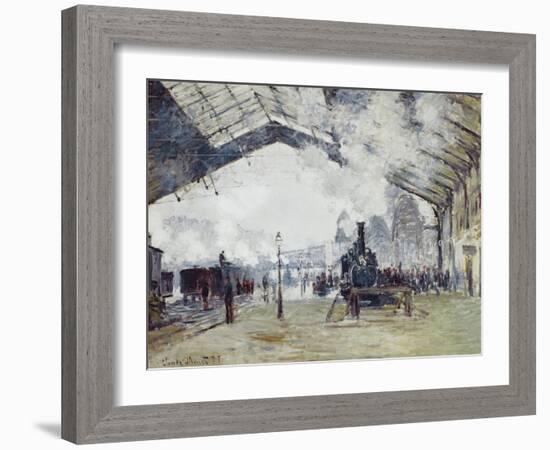 Arrival of the Normandy Train, Gare Saint-Lazare-Claude Monet-Framed Art Print