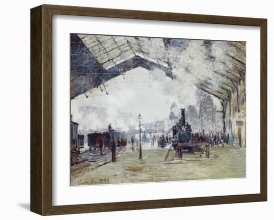 Arrival of the Normandy Train, Gare Saint-Lazare-Claude Monet-Framed Art Print