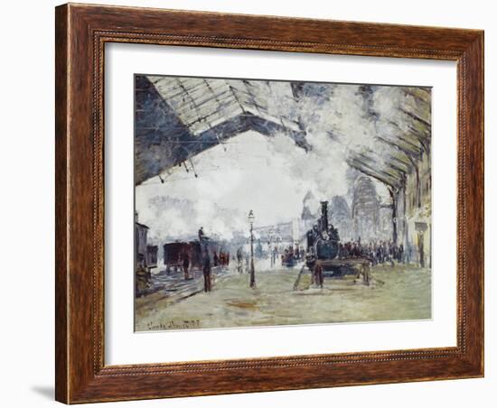 Arrival of the Normandy Train, Gare Saint-Lazare-Claude Monet-Framed Art Print