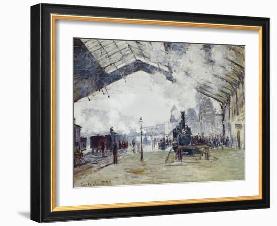 Arrival of the Normandy Train, Gare Saint-Lazare-Claude Monet-Framed Art Print