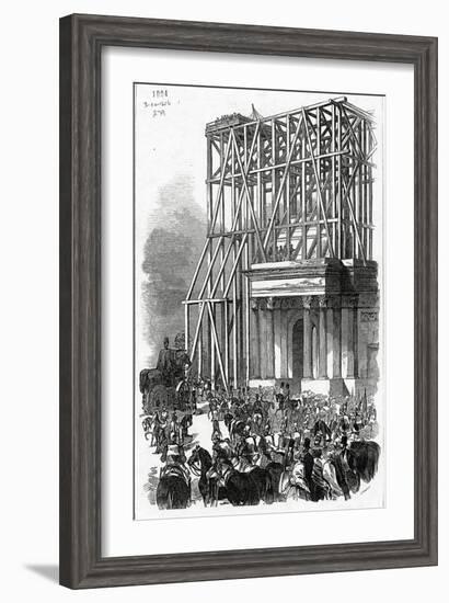 Arrival of the Wellington Statue at the Arch, Published in 'The Illustrated London News'-Ebenezer Landells-Framed Giclee Print