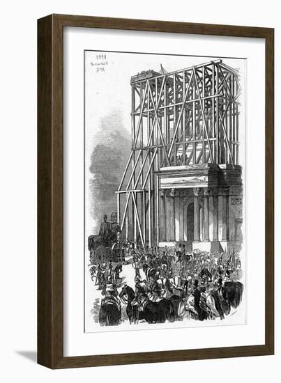 Arrival of the Wellington Statue at the Arch, Published in 'The Illustrated London News'-Ebenezer Landells-Framed Giclee Print