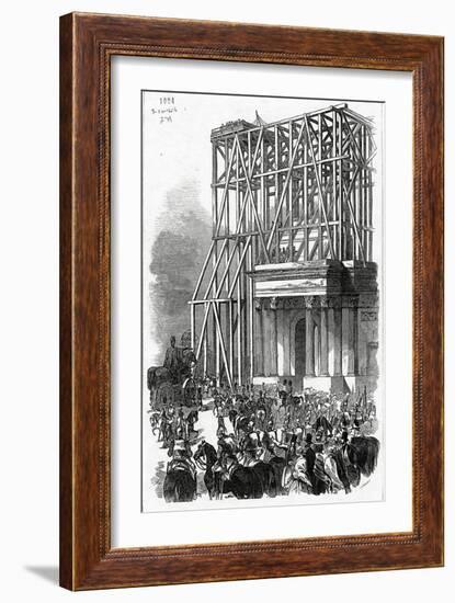 Arrival of the Wellington Statue at the Arch, Published in 'The Illustrated London News'-Ebenezer Landells-Framed Giclee Print