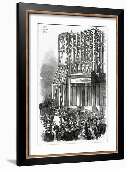 Arrival of the Wellington Statue at the Arch, Published in 'The Illustrated London News'-Ebenezer Landells-Framed Giclee Print