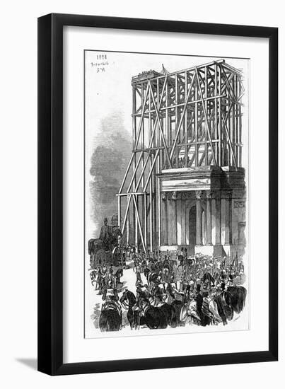 Arrival of the Wellington Statue at the Arch, Published in 'The Illustrated London News'-Ebenezer Landells-Framed Giclee Print