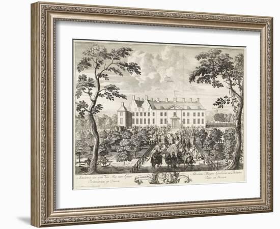 Arrival of William III at the hunting lodge, Hof te Dieren, 1691-Pieter Schenk-Framed Giclee Print