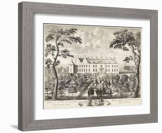 Arrival of William III at the hunting lodge, Hof te Dieren, 1691-Pieter Schenk-Framed Giclee Print