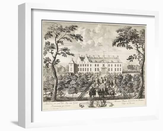 Arrival of William III at the hunting lodge, Hof te Dieren, 1691-Pieter Schenk-Framed Giclee Print