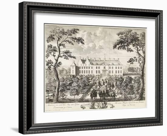 Arrival of William III at the hunting lodge, Hof te Dieren, 1691-Pieter Schenk-Framed Giclee Print