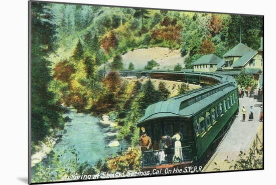 Arriving at the Springs on the Southern Pacific Railroad - Shasta Springs, CA-Lantern Press-Mounted Art Print