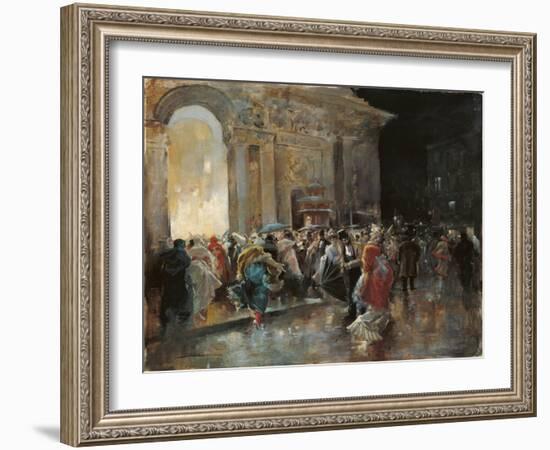 Arriving at the Theatre on a Night of a Masked Ball-Eugenio Lucas Villaamil-Framed Giclee Print