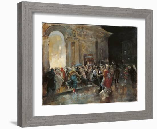 Arriving at the Theatre on a Night of a Masked Ball-Eugenio Lucas Villaamil-Framed Giclee Print