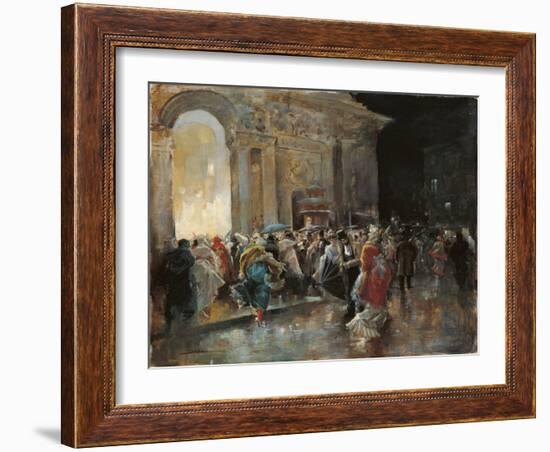 Arriving at the Theatre on a Night of a Masked Ball-Eugenio Lucas Villaamil-Framed Giclee Print