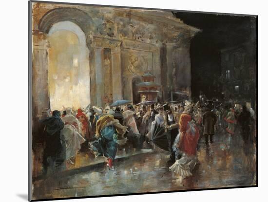 Arriving at the Theatre on a Night of a Masked Ball-Eugenio Lucas Villaamil-Mounted Giclee Print