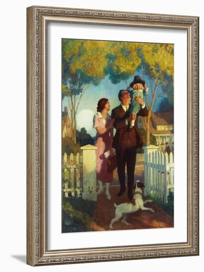 Arriving Home, (Oil on Canvas)-Newell Convers Wyeth-Framed Giclee Print