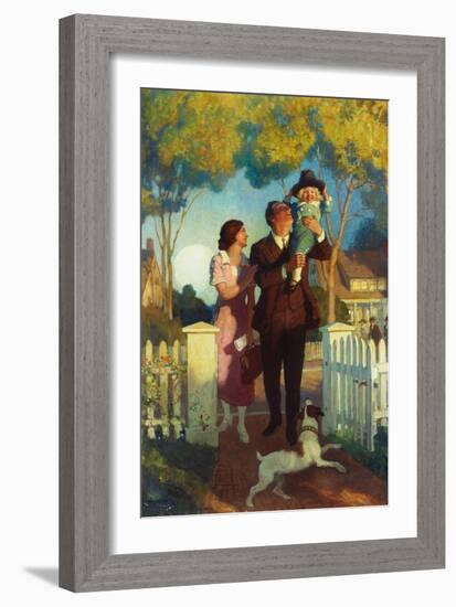 Arriving Home, (Oil on Canvas)-Newell Convers Wyeth-Framed Giclee Print