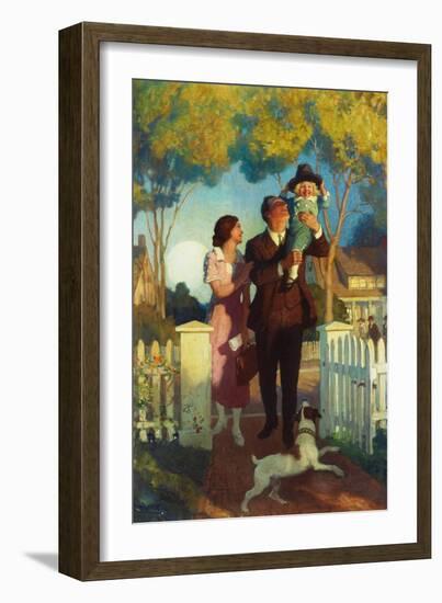 Arriving Home, (Oil on Canvas)-Newell Convers Wyeth-Framed Giclee Print