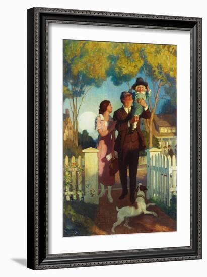 Arriving Home, (Oil on Canvas)-Newell Convers Wyeth-Framed Giclee Print