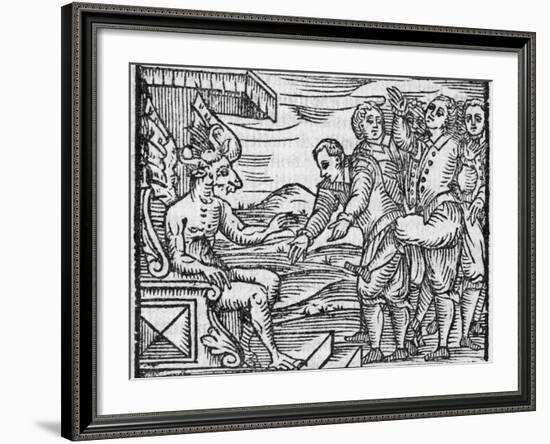 Arriving In Hell, 17th Century Woodcut-Middle Temple Library-Framed Photographic Print