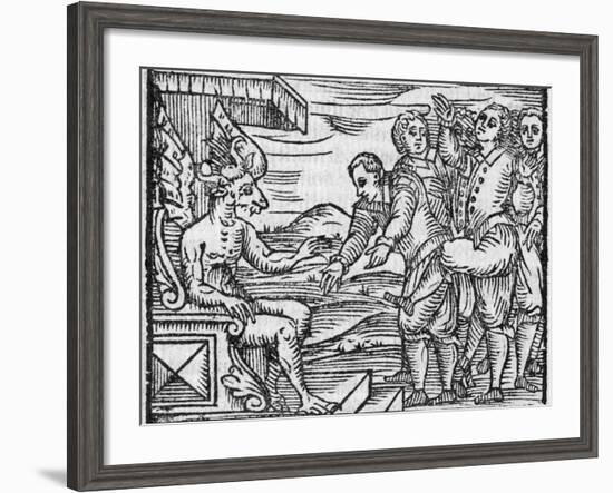 Arriving In Hell, 17th Century Woodcut-Middle Temple Library-Framed Photographic Print