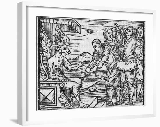 Arriving In Hell, 17th Century Woodcut-Middle Temple Library-Framed Photographic Print