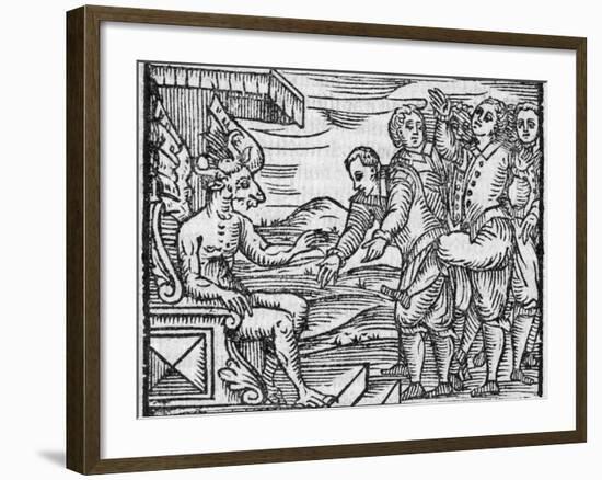 Arriving In Hell, 17th Century Woodcut-Middle Temple Library-Framed Photographic Print