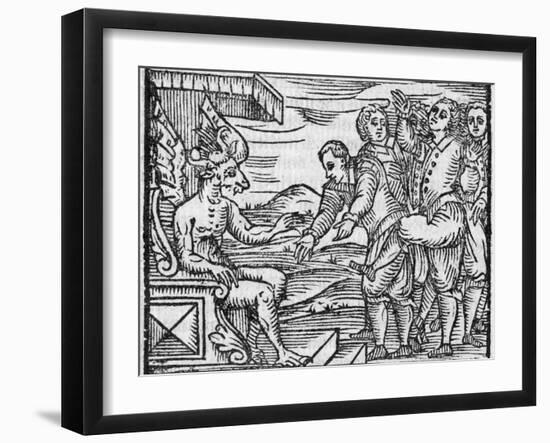 Arriving In Hell, 17th Century Woodcut-Middle Temple Library-Framed Photographic Print