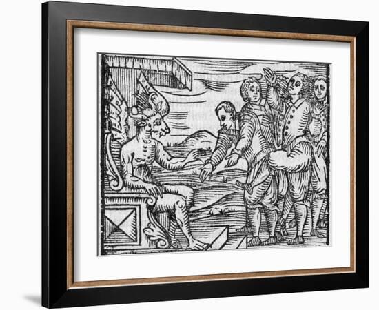 Arriving In Hell, 17th Century Woodcut-Middle Temple Library-Framed Photographic Print