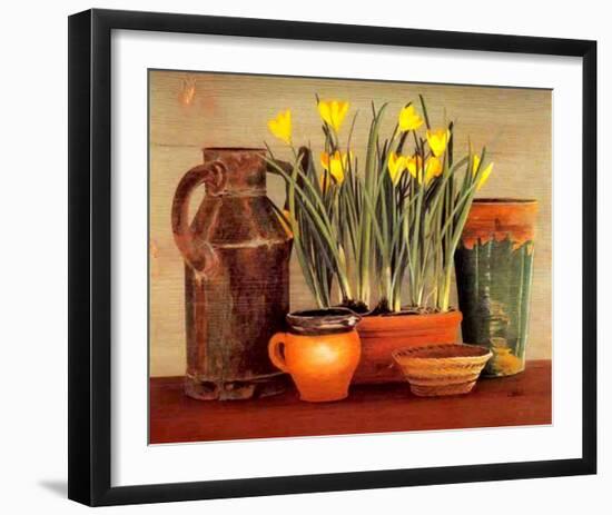 Arrosoir et Crocus-Laurence David-Framed Art Print