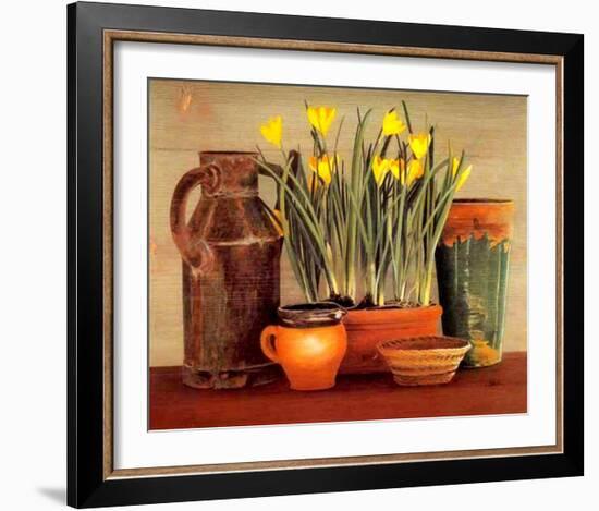 Arrosoir et Crocus-Laurence David-Framed Art Print