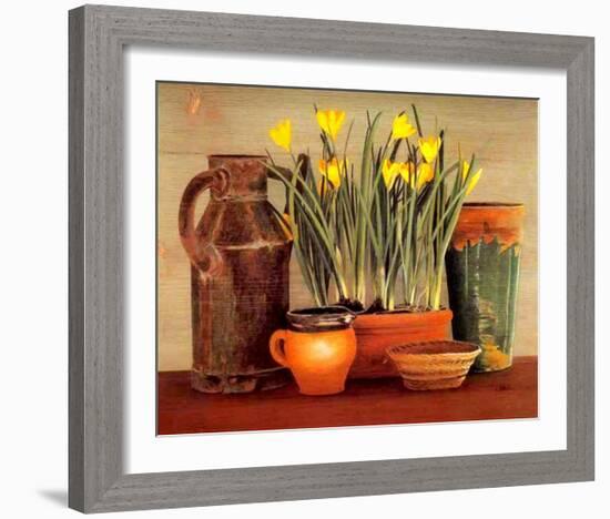 Arrosoir et Crocus-Laurence David-Framed Art Print