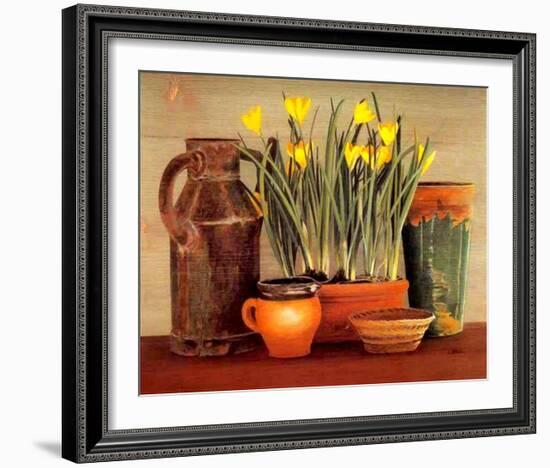 Arrosoir et Crocus-Laurence David-Framed Art Print