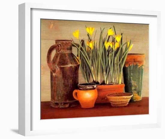 Arrosoir et Crocus-Laurence David-Framed Art Print