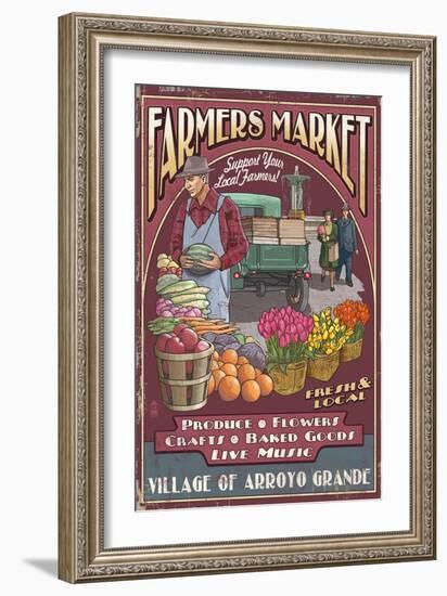 Arroyo Grande, California - Farmers Market-Lantern Press-Framed Art Print