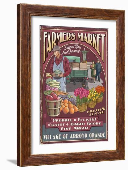 Arroyo Grande, California - Farmers Market-Lantern Press-Framed Art Print