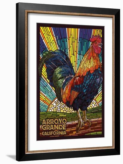 Arroyo Grande, California - Rooster Mosaic-Lantern Press-Framed Art Print
