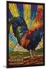 Arroyo Grande, California - Rooster Mosaic-Lantern Press-Mounted Art Print