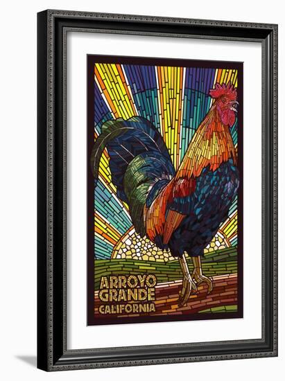 Arroyo Grande, California - Rooster Mosaic-Lantern Press-Framed Art Print