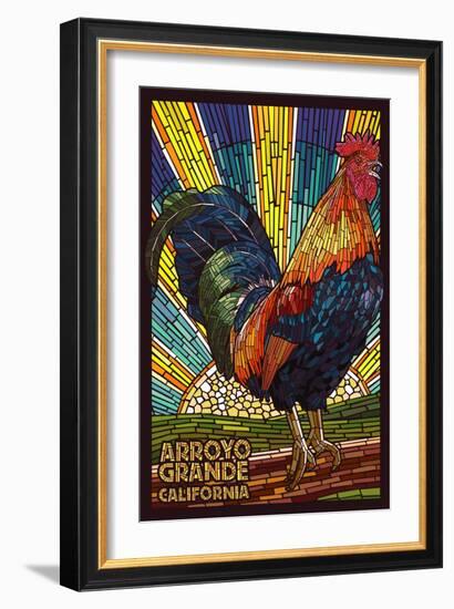 Arroyo Grande, California - Rooster Mosaic-Lantern Press-Framed Art Print