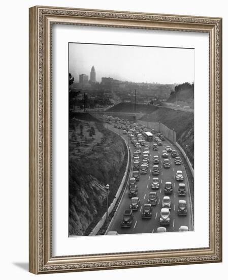 Arroyo Seco Parkway Which Shoots Traffic from Downtown L.A. Out to Pasadena-Loomis Dean-Framed Photographic Print