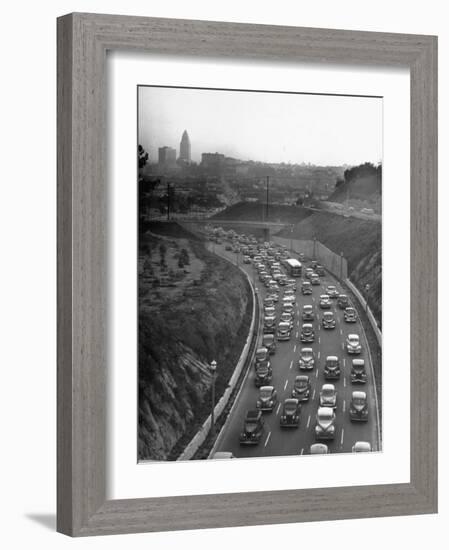 Arroyo Seco Parkway Which Shoots Traffic from Downtown L.A. Out to Pasadena-Loomis Dean-Framed Photographic Print