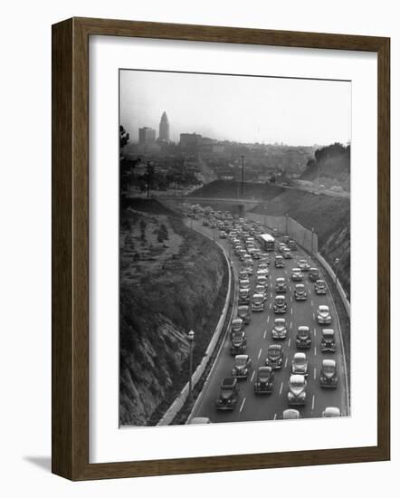 Arroyo Seco Parkway Which Shoots Traffic from Downtown L.A. Out to Pasadena-Loomis Dean-Framed Photographic Print