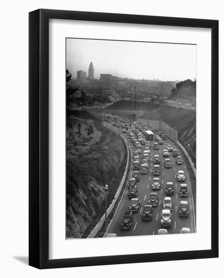 Arroyo Seco Parkway Which Shoots Traffic from Downtown L.A. Out to Pasadena-Loomis Dean-Framed Photographic Print