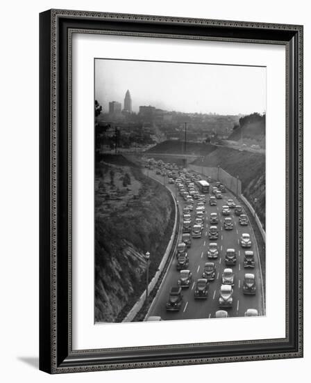 Arroyo Seco Parkway Which Shoots Traffic from Downtown L.A. Out to Pasadena-Loomis Dean-Framed Photographic Print