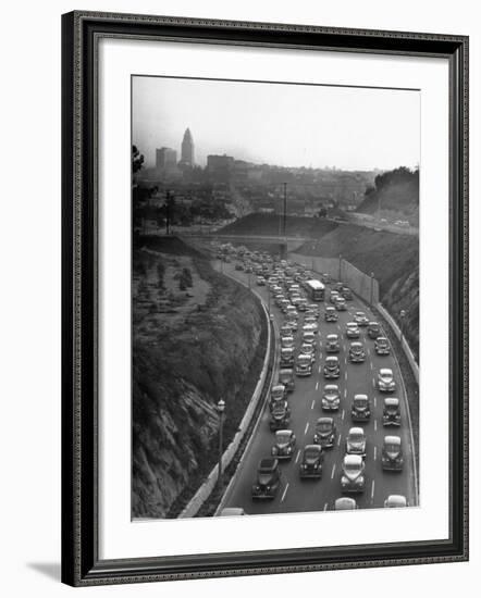 Arroyo Seco Parkway Which Shoots Traffic from Downtown L.A. Out to Pasadena-Loomis Dean-Framed Photographic Print