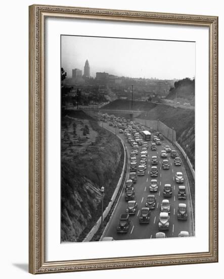 Arroyo Seco Parkway Which Shoots Traffic from Downtown L.A. Out to Pasadena-Loomis Dean-Framed Photographic Print