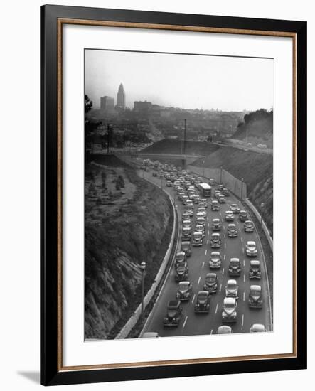 Arroyo Seco Parkway Which Shoots Traffic from Downtown L.A. Out to Pasadena-Loomis Dean-Framed Photographic Print