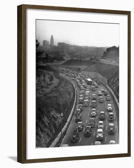 Arroyo Seco Parkway Which Shoots Traffic from Downtown L.A. Out to Pasadena-Loomis Dean-Framed Photographic Print